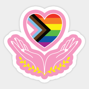 Progress Pride Flag Heart Sticker